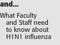 and...  What Faculty  and Staff need  to know about H1N1 i