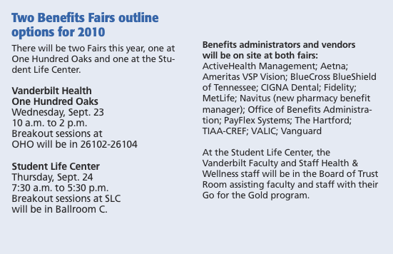 Two Benefits Fairs outline options for 2010  There will be two 